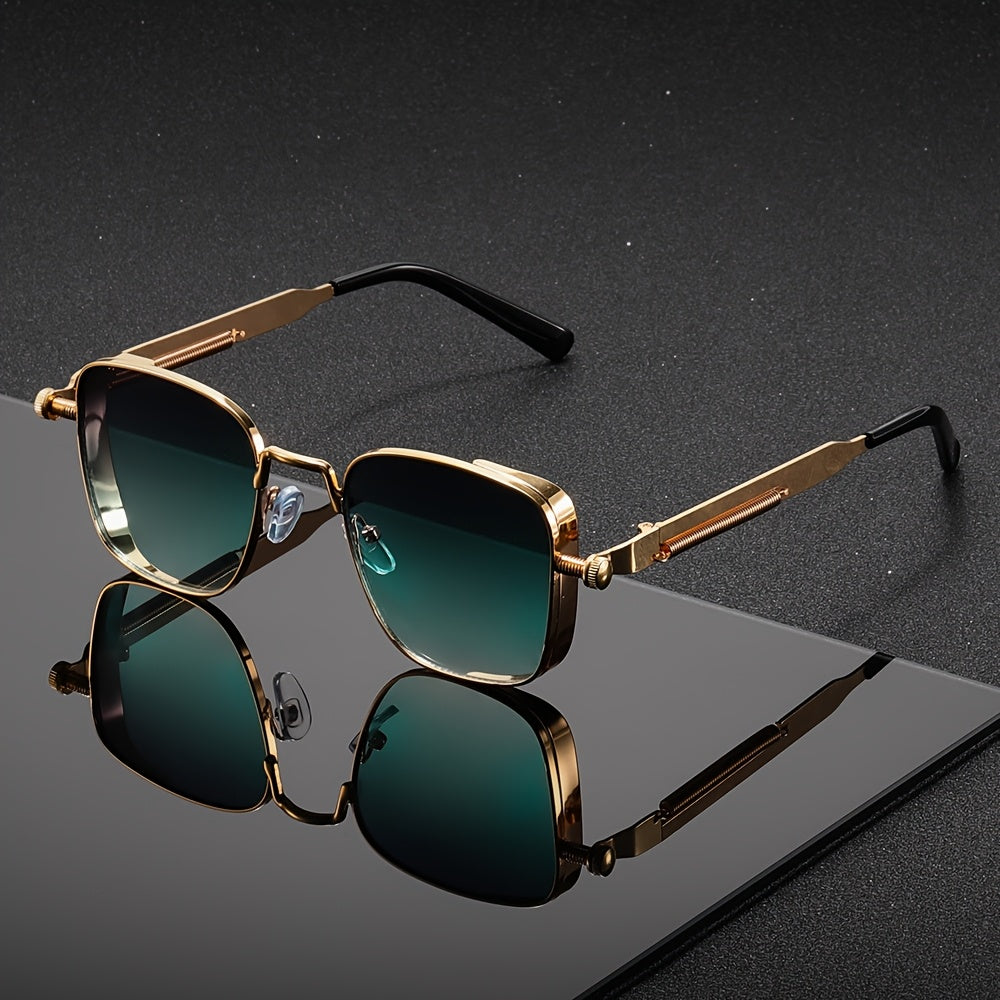 Gafas de moda cuadradas retro steampunk con marco de metal para hombres y mujeres, ideales para eventos, fiestas y festivales