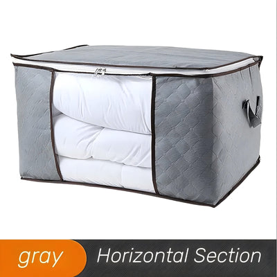 Bolsa de almacenamiento extra grande con asas, organizador portátil para ropa y edredones con ventana transparente, poliéster duradero, ideal para organizar el hogar, dormitorio o residencia estudiantil