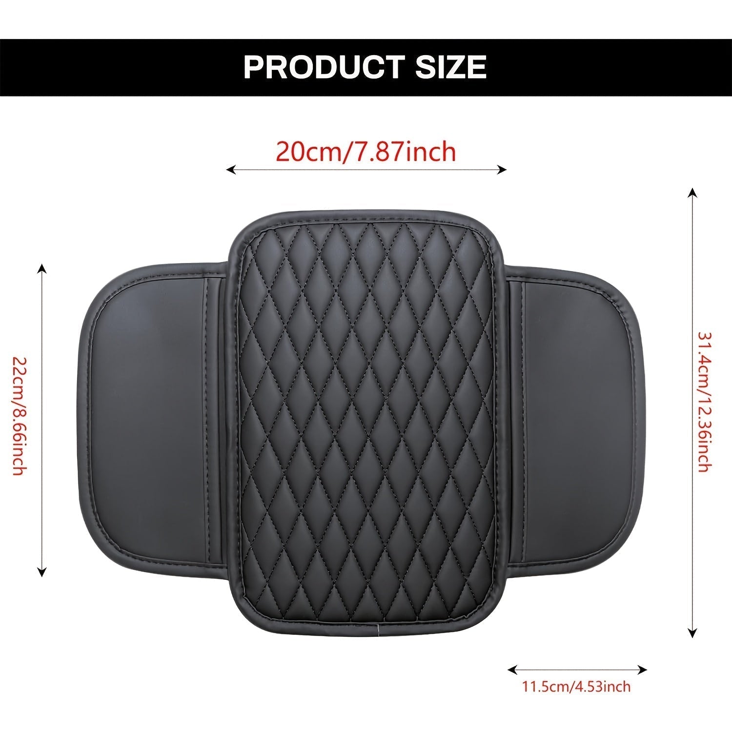 Cubierta de consola central del coche, cubierta de descanso de brazo de coche de piel sintética de microfibra mejorada con 2 bolsas de almacenamiento, cubierta de descanso de brazo universal para caja de almacenamiento de coche, accesorios de interior de
