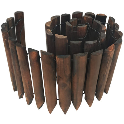 Valla de jardín de madera rústica de diseño curvo flexible para protección de mascotas y privacidad, decoración de patio y sendero en estilo pastoril, valla de jardín, barrera de protección de mascotas, estética natural, madera duradera.