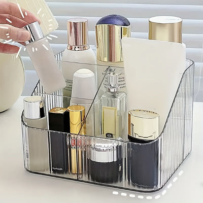 Caja de almacenamiento de cosméticos de 3/4 compartimentos de acrílico transparente, organizador de escritorio, estantería de almacenamiento portátil dividida