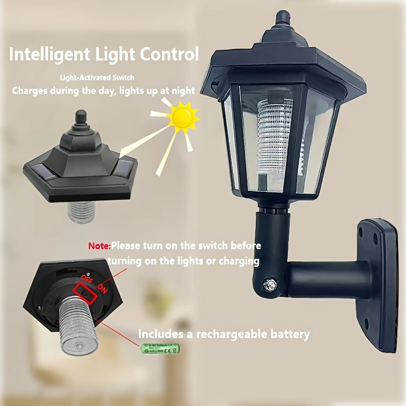 1/2 piezas de luz solar hexagonal para exteriores, luz solar LED para paredes, decoración de jardín de faro vintage, poste de luz solar para exteriores