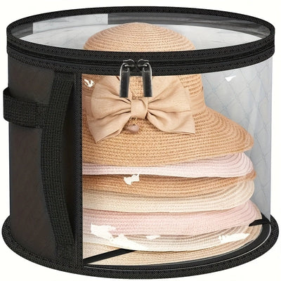 Caja de almacenamiento para sombreros extra grande, organizador de plástico resistente para sombreros de vaquero, playa y sol, liviana, resistente a manchas, con ventana transparente, cierres dobles, asas reforzadas, ideal para ropa, juguetes, accesorios