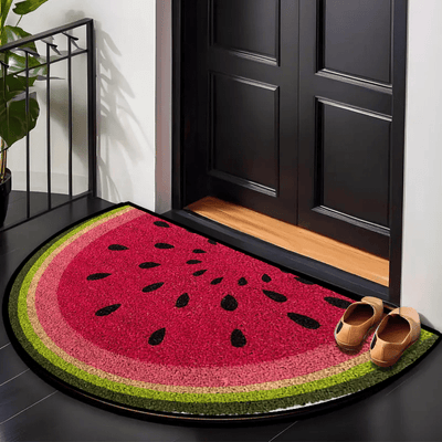 1/2 alfombras de entrada con diseño de sandía, temática veraniega, esponja de 1.2 cm de grosor, ideal para decorar porches, interiores, exteriores y entradas modernas