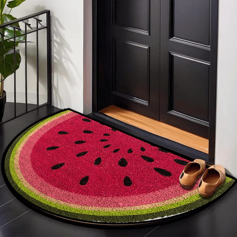 1/2 alfombras de entrada con diseño de sandía, temática veraniega, esponja de 1.2 cm de grosor, ideal para decorar porches, interiores, exteriores y entradas modernas