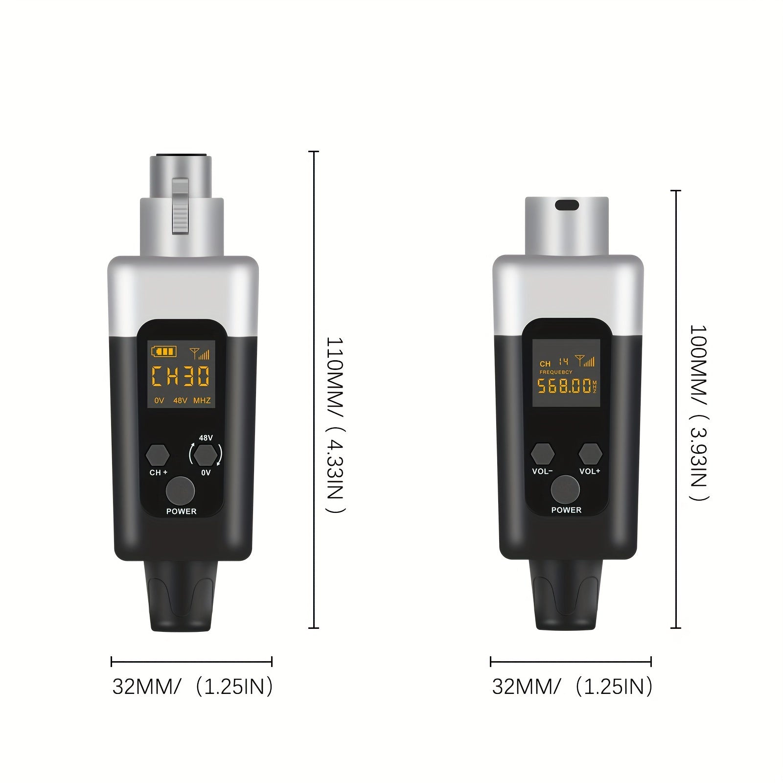 Kit de transmisor y receptor inalámbrico de micrófono de 48V/0V con entrada XLR - Sistema inalámbrico 2.4G/3G/4G/5G para micrófonos dinámicos y condensadores, sistema de altavoces controlado por volumen, batería de litio recargable, sin cargador incluido