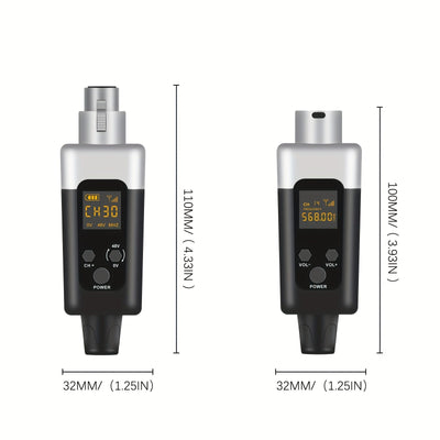 Kit de transmisor y receptor inalámbrico de micrófono de 48V/0V con entrada XLR - Sistema inalámbrico 2.4G/3G/4G/5G para micrófonos dinámicos y condensadores, sistema de altavoces controlado por volumen, batería de litio recargable, sin cargador incluido