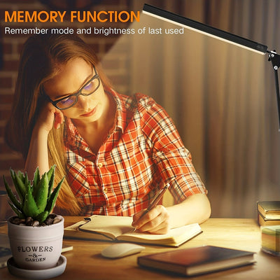 Linterna de Escritorio Ajustable con Cuello Flexible y 3 Modos de Iluminación, 10 Niveles de Brillo y Función de Memoria, Luz Metálica Alimentada por USB con Ajuste de Temperatura de Color para Oficina en Casa o Residencia Estudiantil, Regalo de Navidad