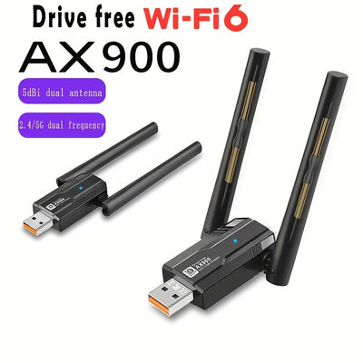 Tarjeta de Red Inalámbrica USB WIFI6 Doble Banda + Adaptador Combinado sin varillas 5.4, Conectar y Listo, Tasa de Transmisión Alta de 900Mbps, Receptor Mini Encriptado de Largo Alcance con Antena Externa de Ganancia 2dBi*2 en 4GHz+5.8GHz, Compatible con