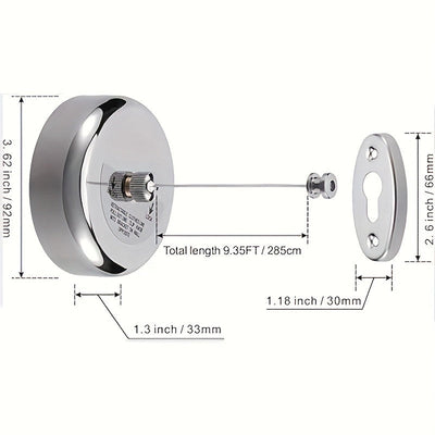 1 Unidad, Tendedero De Acero Inoxidable, Línea De Lavandería Retráctil Y Ajustable Montada En La Pared, Accesorios De Lavandería Convenientes Y Que Ahorran Espacio Para Uso En Interiores