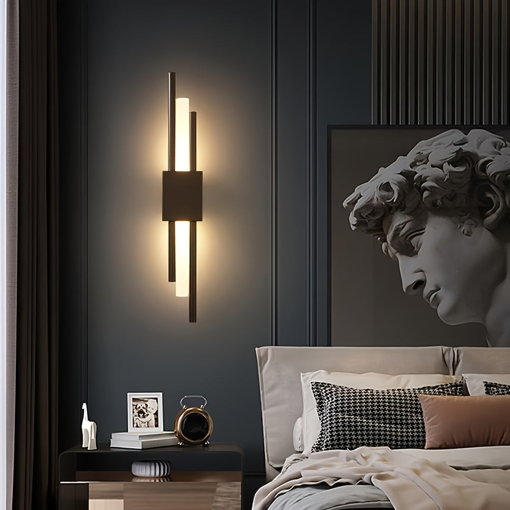 Linterna de pared LED moderna con brillo ajustable, accesorios de luz de pared metálica de doble cabeza, 3 temperaturas de color, montaje en techo, cableado duro, adecuada para salas de estar, comedores, tocadores - incluye herrajes de instalación
