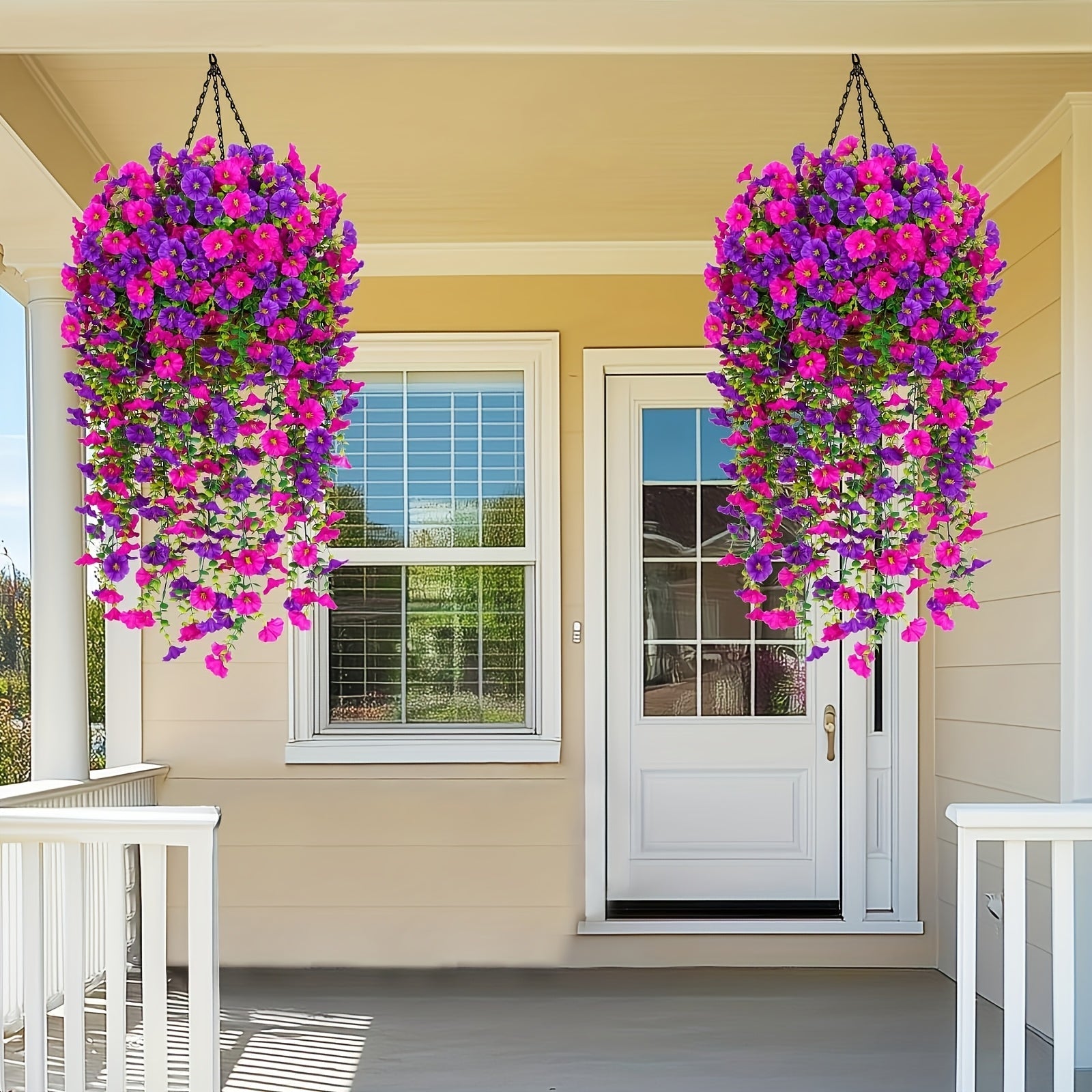 2 piezas de arreglos florales colgantes artificiales vibrantes - Hojas de eucalipto y flores realistas, sin contenedor, perfectos para decoración interior/exterior | Ideal para bodas, Día de la Madre, Día del Padre, San Valentín, Navidad, Año Nuevo, rega