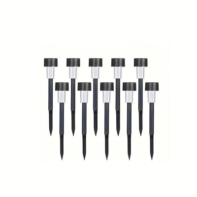 10 luces solares para paisajes - Iluminación exterior duradera IP44, impermeable - Ideal para caminos, patios, jardines, césped y garajes, alimentadas por energía solar, montaje semienterrado, material plástico, hardware de instalación incluido, luces so