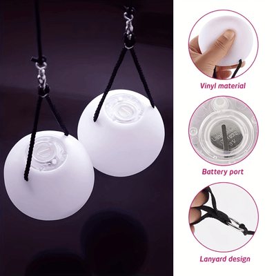2 Piezas de Bolas LED para Malabares con Efectos Fade y Strobe - Con Cadenas para Malabarismo, Actuaciones en Escenario, Fiestas - Luces LED a Pilas No Recargables - Duraderas para Baile, Poi, Cumpleaños, Carnaval - Efectos Luminosos Todo-Temporada, Deco