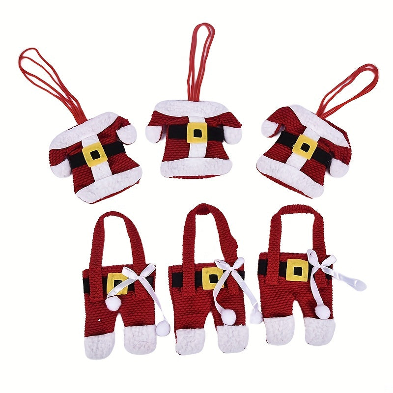 1 Juego De 6 Piezas, Vajilla Porta Cubiertos Navideños De Traje De Papá Noel, Decoraciones De Bolsas De Cubiertos, Decoración Navideña, Decoración De Mesa, Decoración Del Hogar, Decoración De Cocina