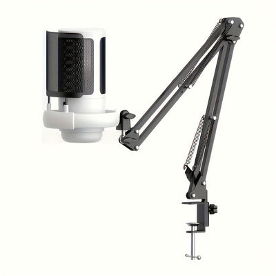 Micrófono de condensador de escritorio USB, micrófono de grabación para videoconferencias y llamadas de voz de juegos, con soporte de caballete, reducción de ruido, luz RGB, táctil, adecuado para computadoras PC, portátiles, transmisiones en vivo, podcas