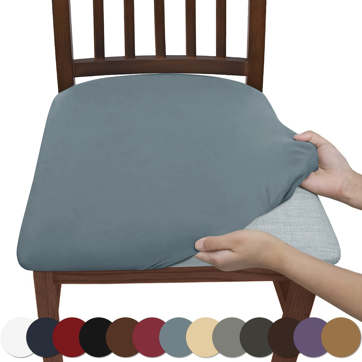 1pieza Funda de silla de colores sólidos mates de alta elasticidad, sencilla, suave y cómoda, resistente al polvo y a las manchas, funda de asiento de silla, funda de resbalón de silla adecuada para protector de silla de salón decoración del hogar