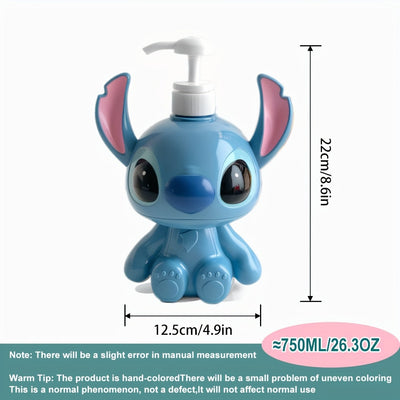 1 Unidad, Botella Vacía Grande De Stitch De Disney - Diseño De Personaje Lindo Para Baño/Champú/Lavado De Manos/Dispensador De Loción, Material Plástico Para Decoración De Baño Y Cocina, Regalo Perfecto Para Halloween Y Navidad
