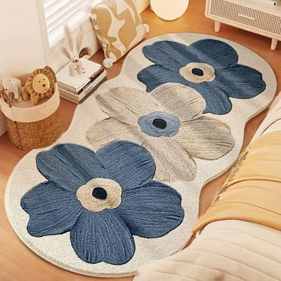 1 pieza de alfombra de terciopelo de 850 gramos/m², diseñada para decoración de dormitorios estilo pintura al óleo, con un fondo de partículas de goma antideslizante. Esta alfombra lavable es adecuada para dormitorios, cabeceros de cama, puertas, salas d
