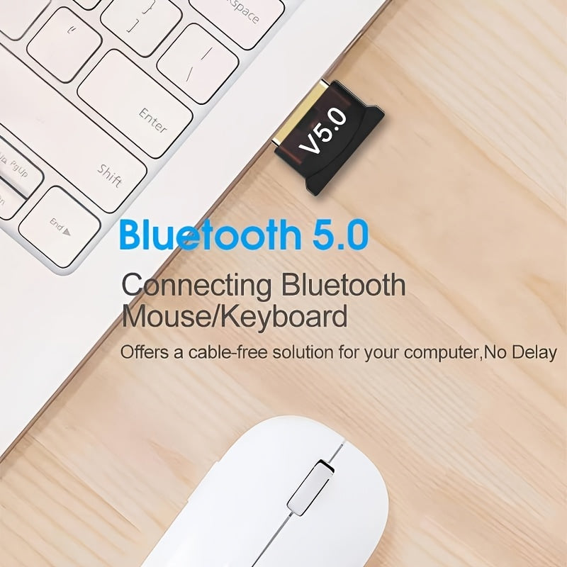 Adaptador inalámbrico USB 5.0 para computadoras de escritorio y portátiles, transmisor de audio para auriculares inalámbricos, adaptador USB inalámbrico sin necesidad de controlador para 5.0/5.1/5.3, receptor y transmisor de audio inalámbrico 5.0 para Wi