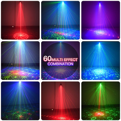 Luces de Fiesta Disco Lianze DJ - Controladas por Voz, Proyector de Láser y Luz Estroboscópica Multimodo para Eventos Interior/Exterior, Cumpleaños, Clubes, Bares, KTV, Bodas, Actuaciones, Baile, Karaoke, Decoración de Halloween y Navidad