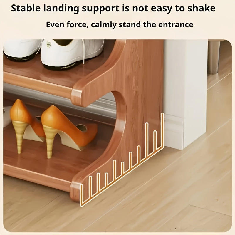 Organizador de Zapatos de 2 Niveles - Estante Estrecho y Resistente con Acabado en Madera Natural, Almacenamiento para Entrada, Sala, Dormitorio o Cocina - Fácil Montaje, Diseño Minimalista, Construcción Robusta, Acabado en Bambú, Ideal para Hogar Famili