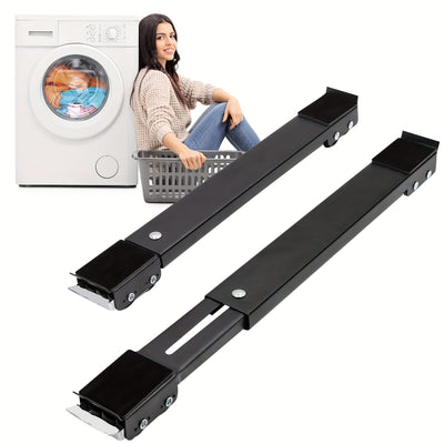 Dos ruedas de goma extendibles para muebles de electrodomésticos, soporte móvil ajustable de lavadora de gran capacidad, soporte de metal para refrigerador, lavadora y secadora, base para estante de platos.