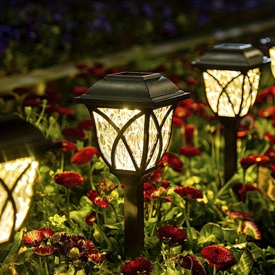 8 piezas Luces de jardín solares, lámparas LED para exterior de césped para patio, jardín, patio, patio, valla, entrada, decoración de camino, impermeable IP44