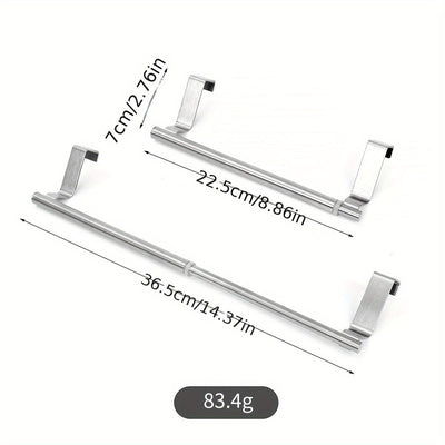 1 pza. Barral de acero inoxidable para toalla, toallero colgante para puerta de baño, accesorios para baño, colgador de paños sin perforaciones para la puerta del gabinete, barra para toalla individual en la parte posterior de la puerta del armario