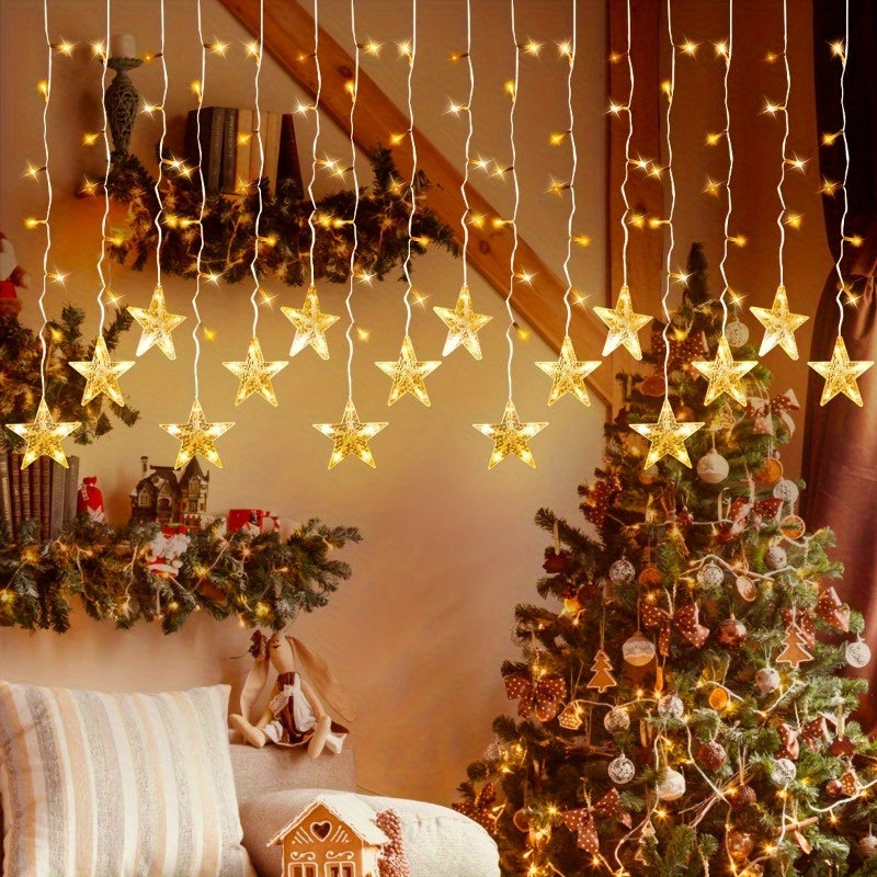 1 pieza de luces de hadas estrelladas - Luces LED cálidas con enchufe USB y control de botón, colores mixtos para interiores/exteriores de Navidad, bodas, fiestas y decoración de vacaciones - Batería no incluida, luces de hadas para exteriores, ambiente