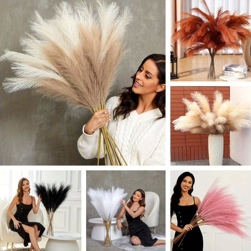 Paquete de 6 Lujo de 37.7" de Hierba de Pampas Falsa - Tallos Artificiales Altos y Esponjosos en Varios Colores, Perfectos para Decoración Bohemia del Hogar, Mejoras de Jarrones de Suelo y Arreglos Festivos, Decoraciones de Jardín, Ideal para Navidad