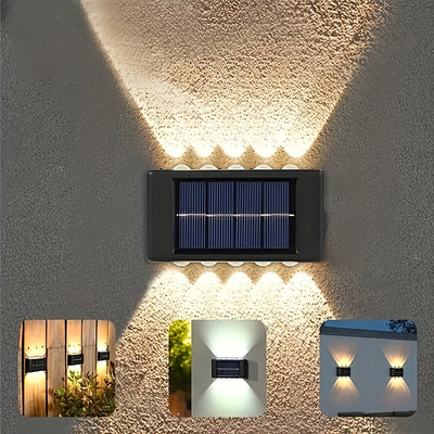 Luces de Pared Solares Nórdicas con Viento, Actualización de 6 LED a 10 LED, Iluminación Exterior Luz Blanca Cálida para Patio y Villa, Luces Decorativas Fáciles de Instalar en Jardín, Porche, Cerca y Terraza