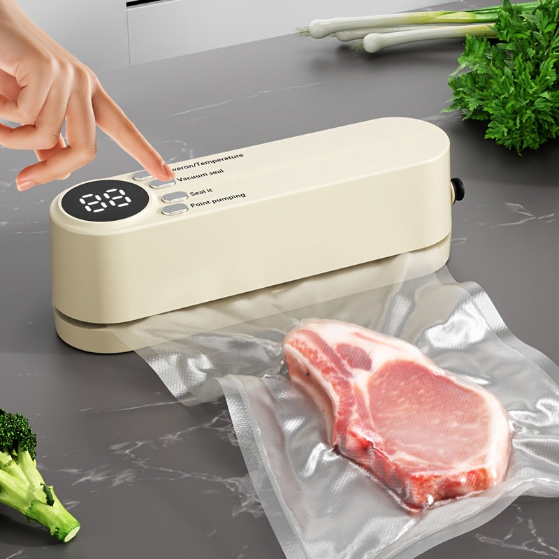 Maquinilla de sellado al vacío con luz indicadora LED, fuerte succión, conservación prolongada de alimentos, electrodoméstico compacto para cocina y picnics al aire libre