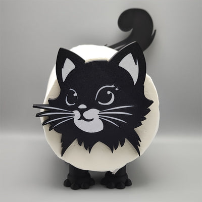 Soporte para papel higiénico de gato negro, compatible con tubos de 38mm-41mm/1.50in-1.57in, el papel higiénico en la imagen es solo ilustrativo, producto no incluye papel
