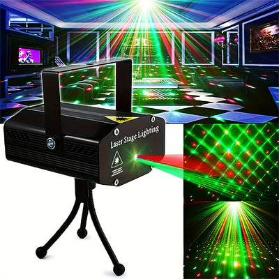 Luz láser de ambiente con activación por sonido y frecuencia de destello ajustable, alimentada por USB, de bajo consumo (<0.4mW), para clubes, fiestas navideñas, pistas de baile y presentaciones en escenario (azul/negro, acabado cepillado), luz láser par