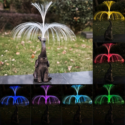 1pc Estatua de elefante de resina alimentada por energía solar, decoración de jardín de tema animal de alta eficiencia energética con acabado de encaústica, control de interruptor, batería de níquel de 600mAh, decoración para jardín, balcón, porche, esta