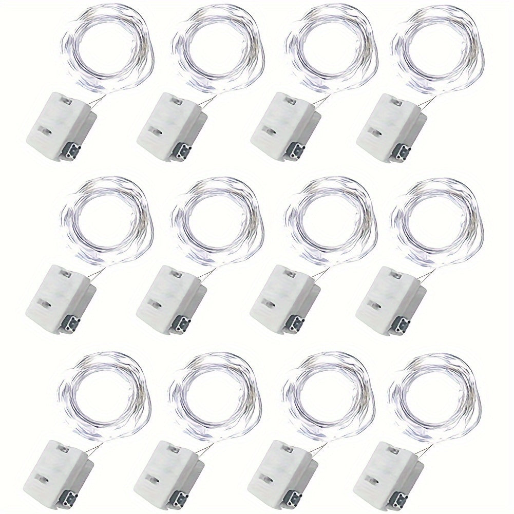 12 pzas. luces LED de hadas con cable de cobre, 2 metros de largo, con pilas, mini luces de bengala en tono amarillo cálido, perfectas para dormitorio, hogar, jardín, bodas, Navidad y decoración de fiestas, uso en interiores y exteriores, luces de hadas