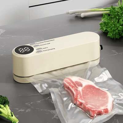 Selladora Automática Mini Recargable USB con Indicador LED y Batería de 1200mAh, Incluye Cortador para Picnics, Compacta y Portátil: Ideal para Hogar, Escuela, Comercio, Almacenamiento de Alimentos, Cocina y Exteriores – Sistema Multifuncional con Bomba