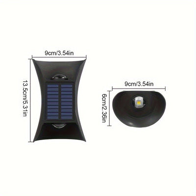 Lámpara de pared de LED con sensor de luz automático alimentada por energía solar, montaje semi-incrustado de plástico, doble iluminación direccional, diseño desmontable con carga solar, batería de níquel de 300mAh, portátil - Incluye fuente de luz integ