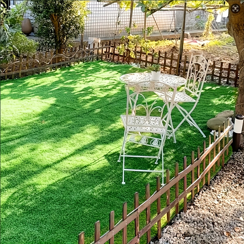Juego de 3 rollos de césped artificial grande - Verde realista con bordes marrones profundos, alfombras interconectables de alta resistencia, ideal para decoración de jardines, patios, parques infantiles y bodas. Universal para todas las estaciones, tant
