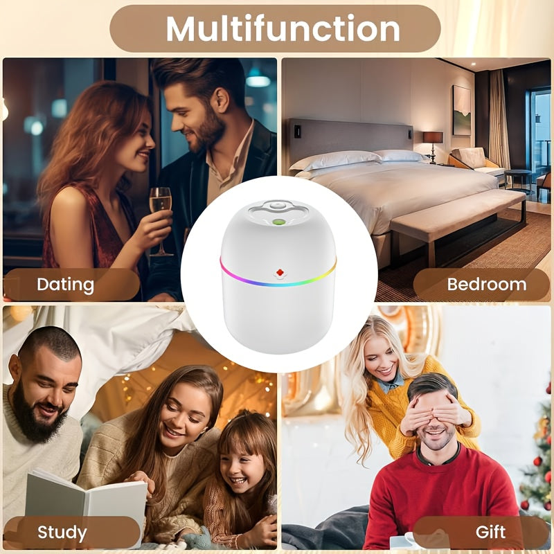 Máquina de aromaterapia humidificadora portátil USB-C, luz de 7 colores en la habitación, escritorio, automóvil, mejora de la calidad del aire de calefacción y refrigeración, no requiere batería, 36 V o menos, para el hogar/oficina/viajes, todos los usua