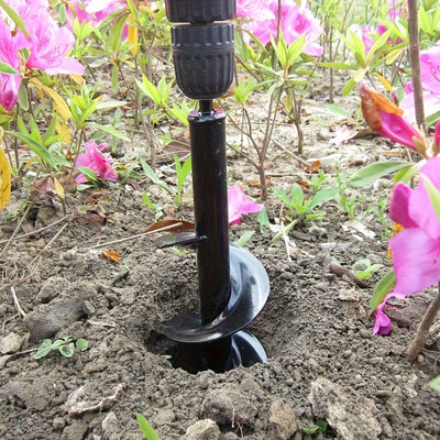 Punta de taladro para jardín de alta resistencia de 4"x12" con cuchillas de metal - 3/8" de diámetro hexagonal, mango ergonómico para plantar, mezclar suelo y cavar agujeros | Construcción metálica duradera para cavar y plantar fácilmente en jardín, césp