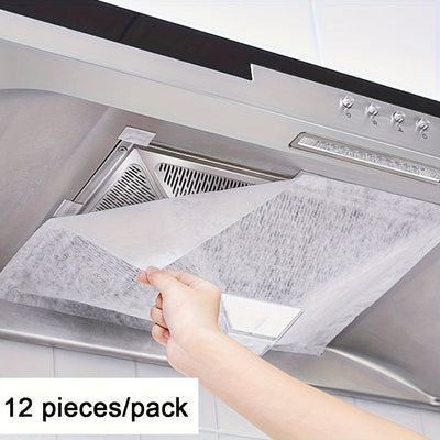 Paquete de 12 (1 Paquete=12 Filtros) - Filtros de Repuesto para Ventiladores Extractores - Absorción de Grasa y Olores, Compatibles con Campanas Extractoras y Ventiladores de Cocina - Instalación Fácil, Captura Humo y Partículas de Aceite - Mantiene un A