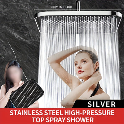 1 Pieza, Cabezal De Ducha De Alta Presión Para Baño, Cabezal De Ducha Cuadrado Plateado U Oscuro, Rociador De Ducha Fijo Diario Para Baño, Accesorios De Baño, Cabezal De Ducha