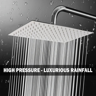 Cabezal de ducha de lluvia cuadrado elegante de acero inoxidable de 8 pulgadas con varilla extensible, accesorio de baño montado en pared contemporáneo, 30 cm/11.8 pulgadas, acabado de alta calidad para una experiencia de ducha mejorada, diseño moderno y