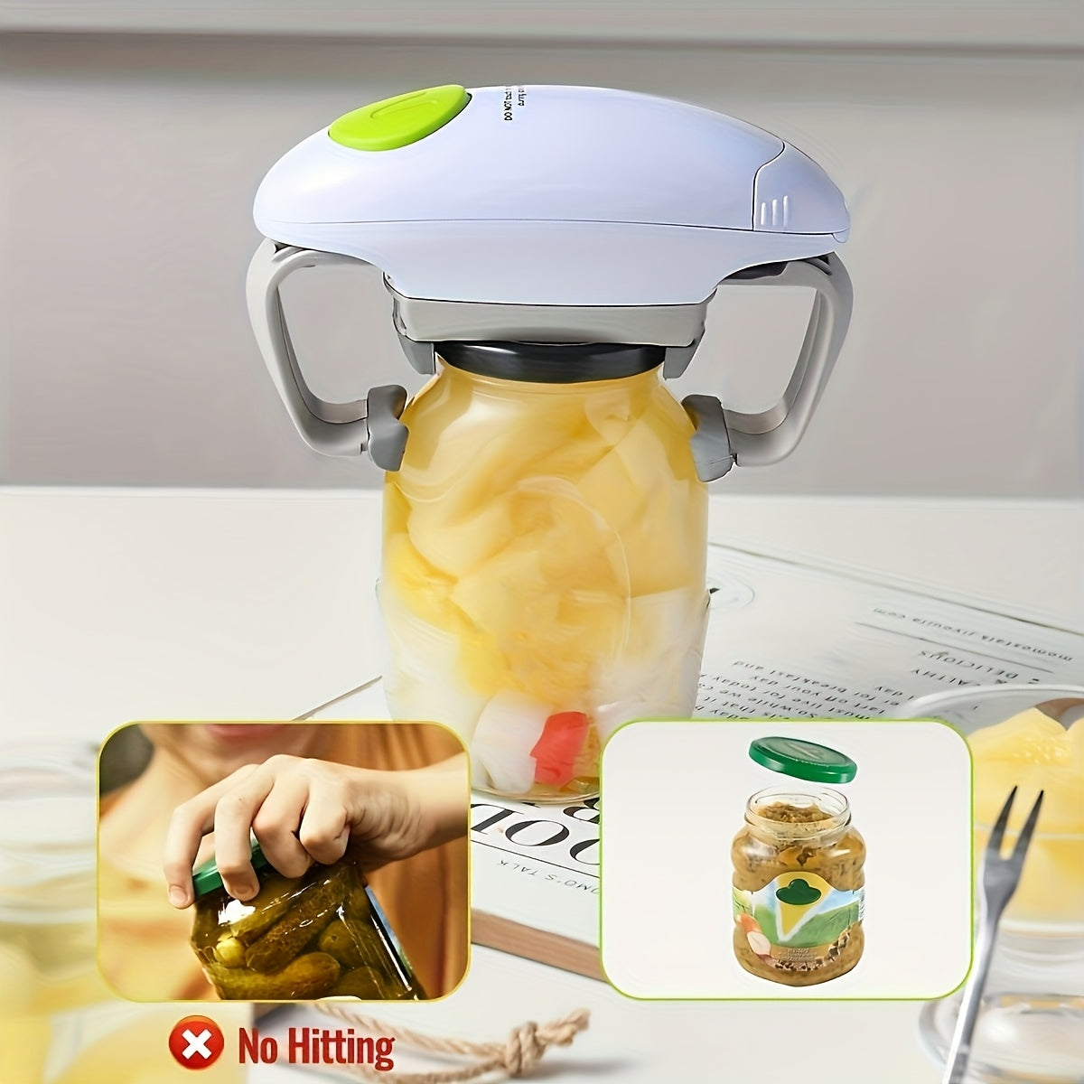 Abrelatas Eléctrico, Utensilio de Cocina para Personas Mayores con Manos Débiles y Artritis, Herramienta Multifuncional Fácil de Usar. Funciona con Pilas AA (Pilas No Incluidas)