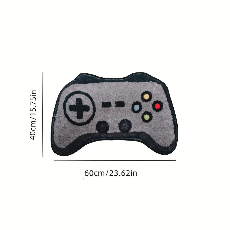Alfombra de felpa con forma de control de videojuegos, imitación a cachemira de poliéster, antideslizante, lavable a mano, ideal para decoración de dormitorio y sala de estar, alfombra de piso para área de juegos, decoración para habitación de juegos