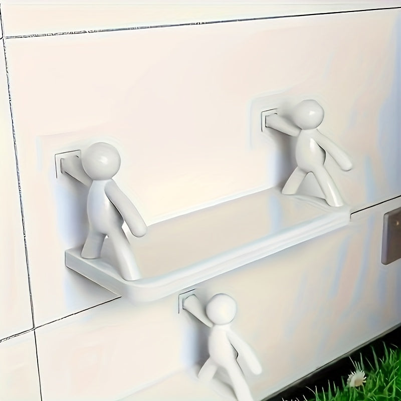 1pc Estante Adhesivo de Pared - Sin Necesidad de Taladro, Organizador Blanco y Lindo para Baño, Cocina, Decoración de Habitaciones, Diseño Minimalista Ahorrador de Espacio, Estantería para Baño, Estantes Decorativos, Diseño Divertido, Instalación sin Per
