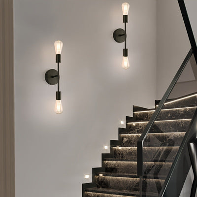 Arandela Minimalista Moderna de 2 Luces con Base E27 - Aplique Semiempotrado en Hierro Fundido para Entrada, Pasillo, Baño, Escaleras y Dormitorio (Sin Bombillas Incluidas), Iluminación Elegante para Sala, Acabado Pintado