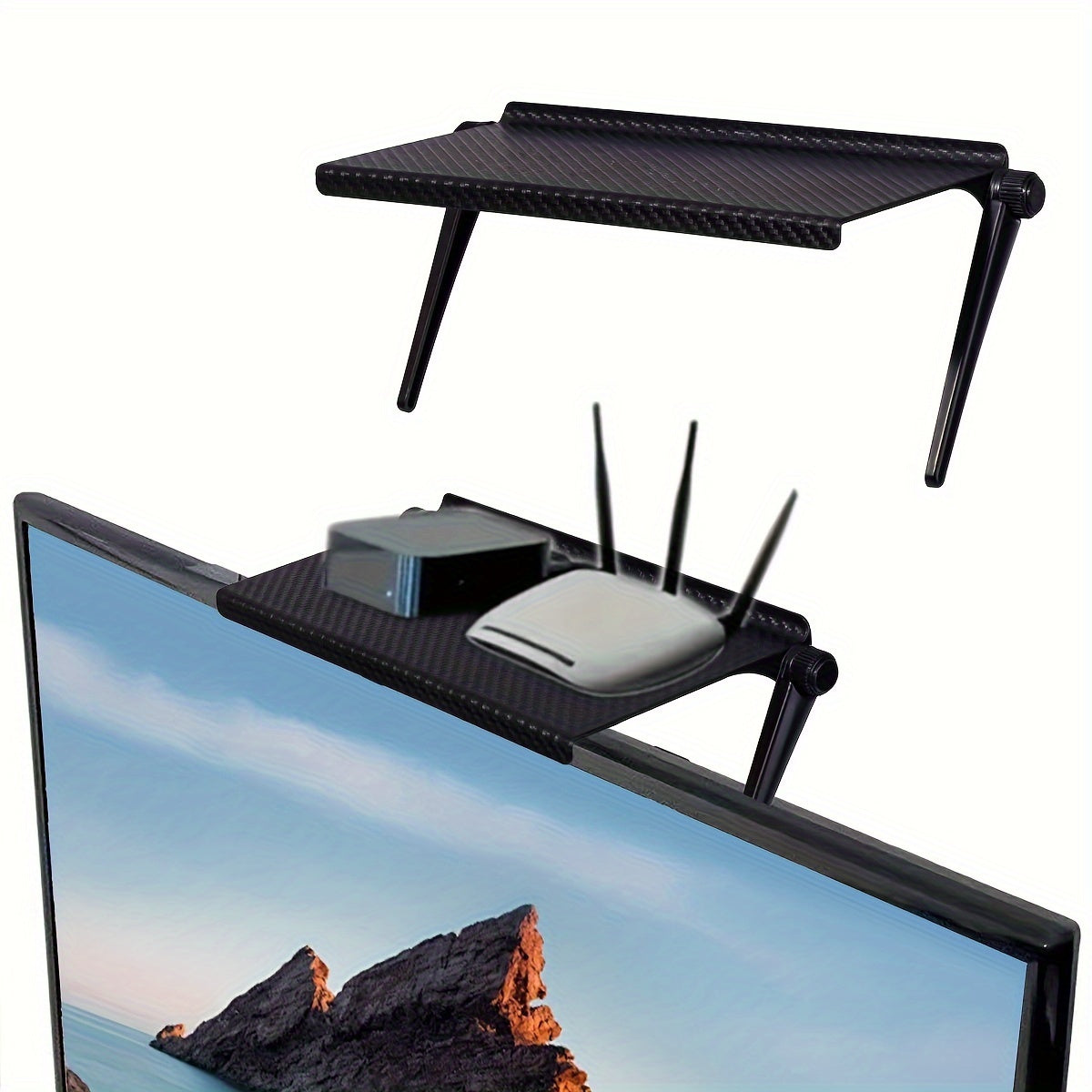 Organizador Ajustable para Pantalla de TV - Estante Superior de ABS Duradero para Cajas Multimedia, Routers y Dispositivos de Red - Organizador de Escritorio Ahorrador de Espacio para Oficina en Casa